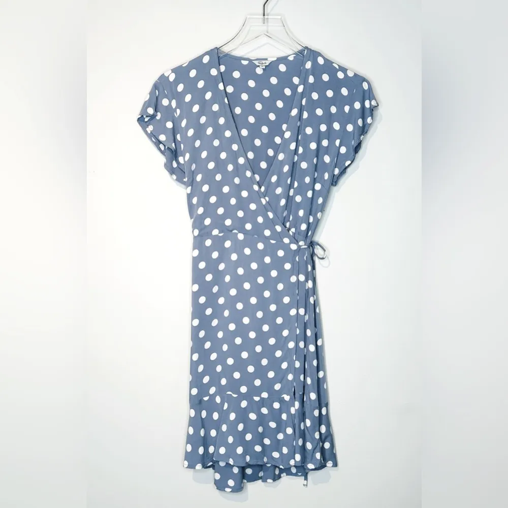 Rails Leanne Periwinkle Blue White Polka Dot Wrap Dress Size XS - Image 2