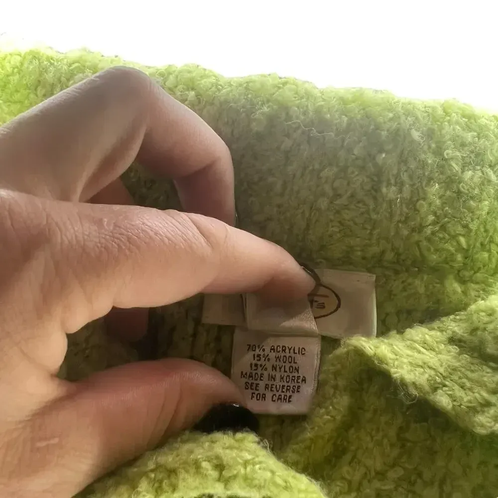 Vintage Talbots Women's‎ Medium Lime Green Wool Blend Knit Pullover Sweater - Image 4