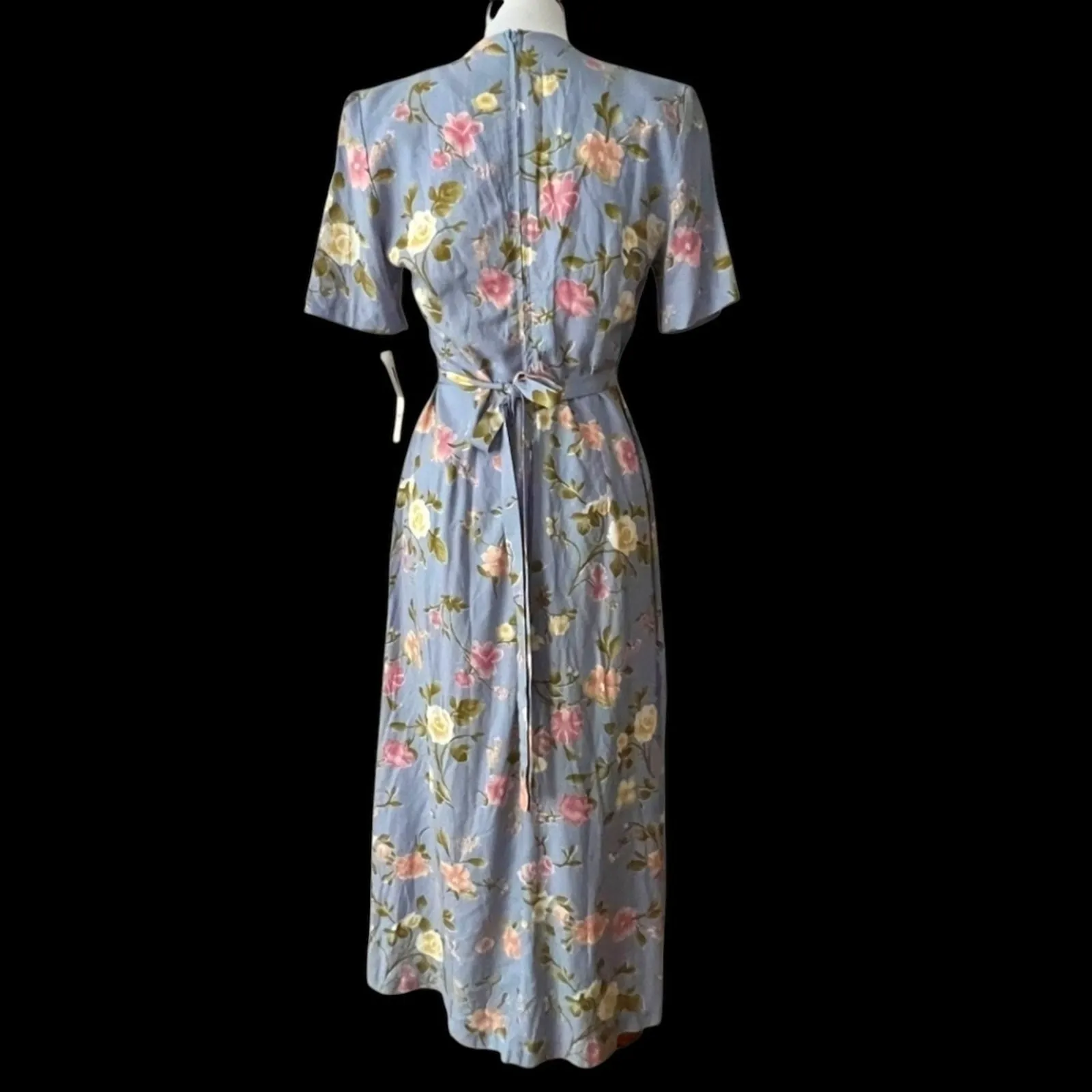 Vintage Small Dress 4 Maxi 90s Y2K Boho Midi Cottage Grunge Floral Tie back Purple - Image 2