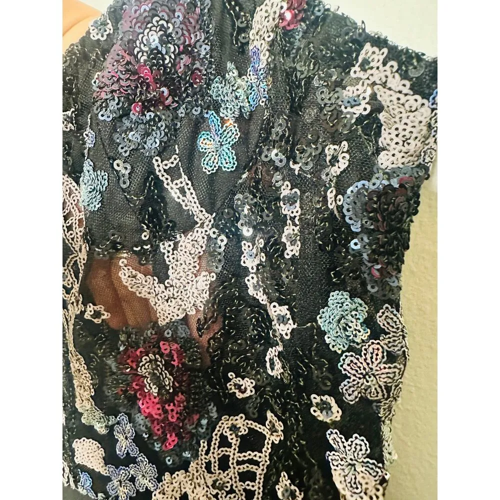 Bronx & Banco Black Sequin Multicolored Sweetheart Neckline Jumpsuit Size S - Image 15