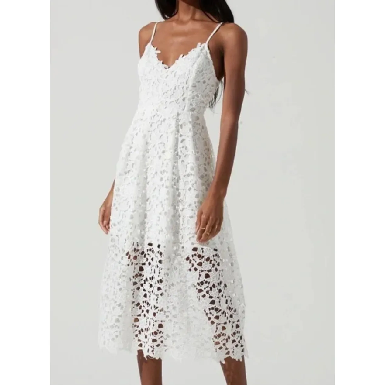ASTR The Label White Lace‎ A Line Midi Dress Size M - Image 3