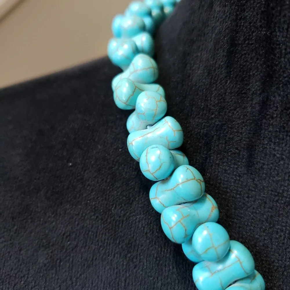 Womens Green Turquoise Sand Clock Shape Beaded Necklace Jewelry w/ Lobster Clasp - Image 5