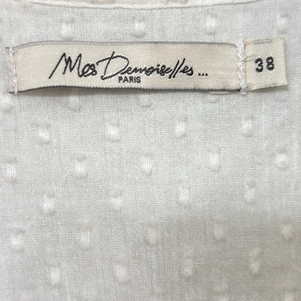 Mes Demoiselles Paris Shirt Dress Tunic Sz 38 White Sleeveless Button Front - Image 2