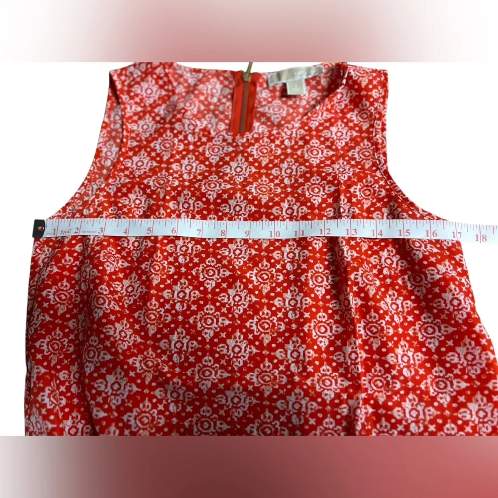 Michael Kors Women's Sleeveless Blouse Orange White‎ Back Zip Size S - Image 8