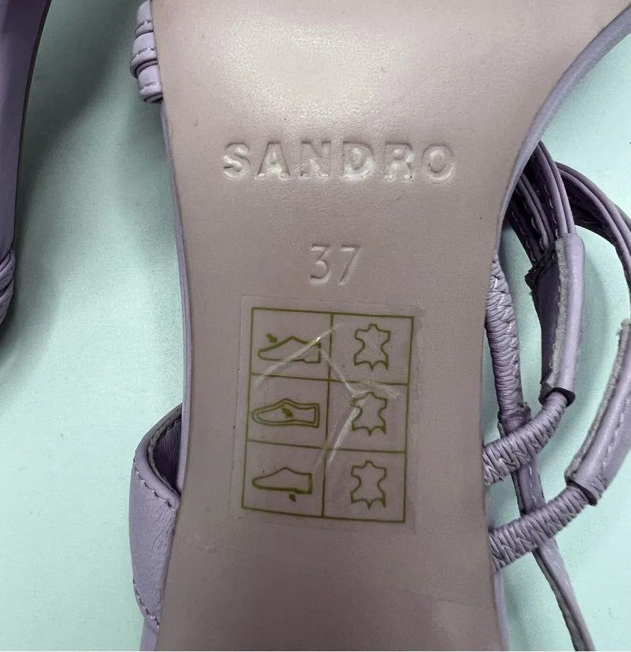 SANDRO Leather Slingback Sandals 70 Faye Size 37 EU in Purple Lavender - Image 9