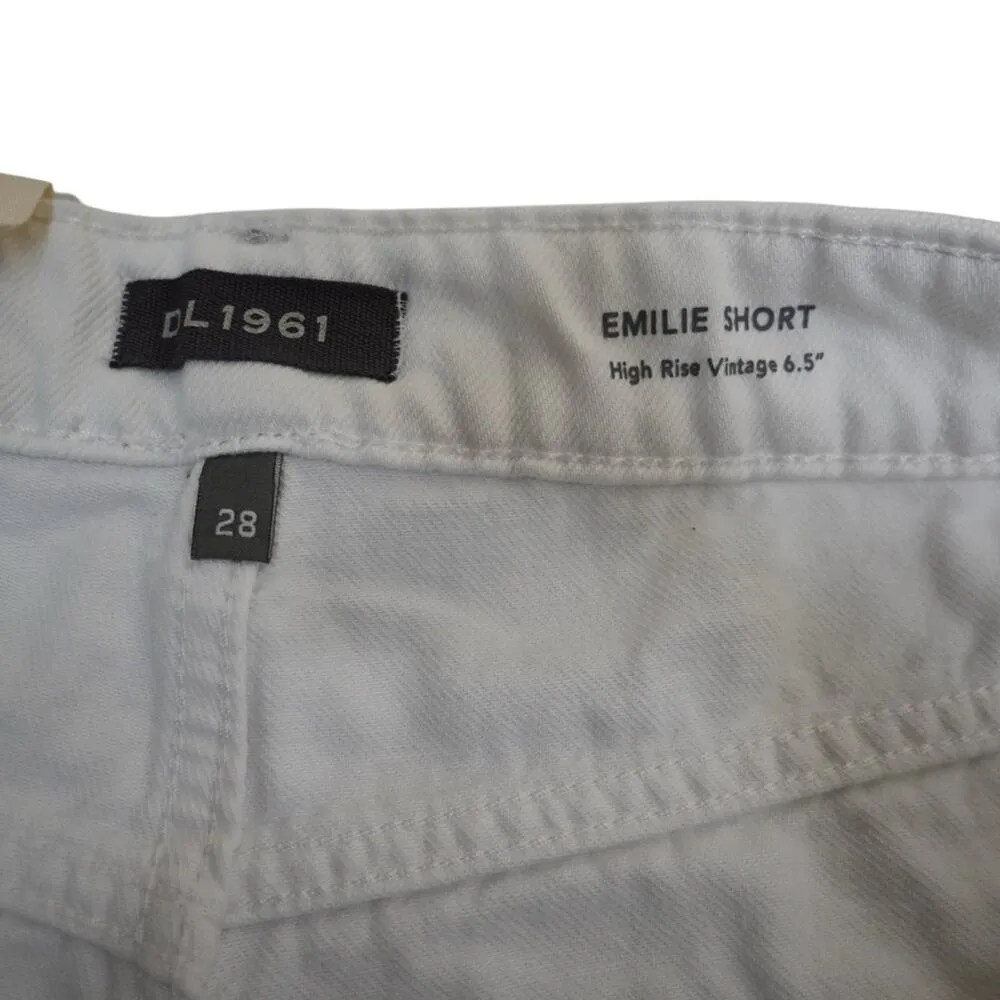 DL1961 Womens 28 Emilie Ripped High Waist Fray Hem Denim Shorts in White NEW - Image 9