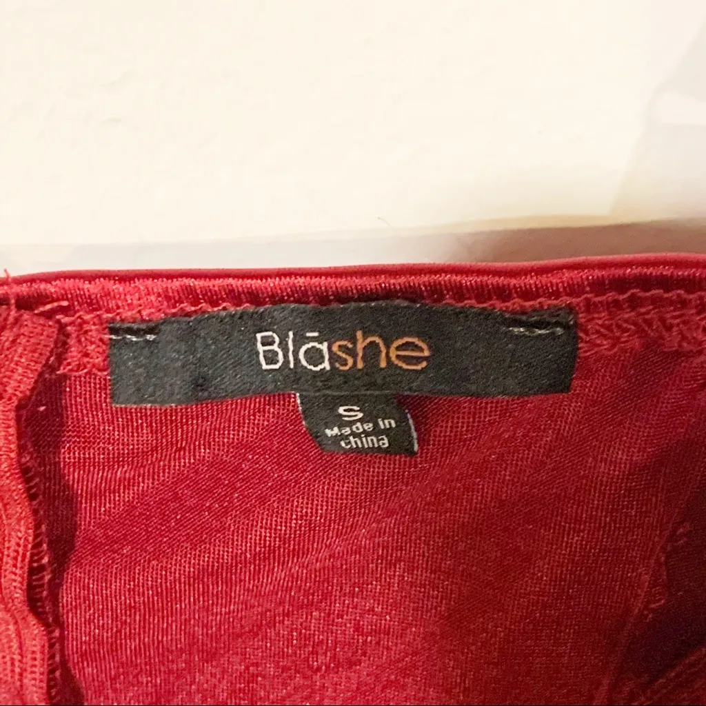 Blashe Size Small Red Bodycon Bra Cup‎ Ruched Midi Dress - Image 3