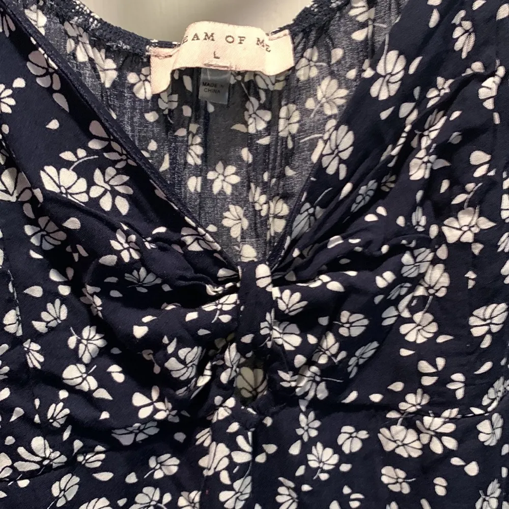 Dream Of Me Navy Blue Floral Mini Dress BOHO Anthro Size Large EUC #6766 - Image 4