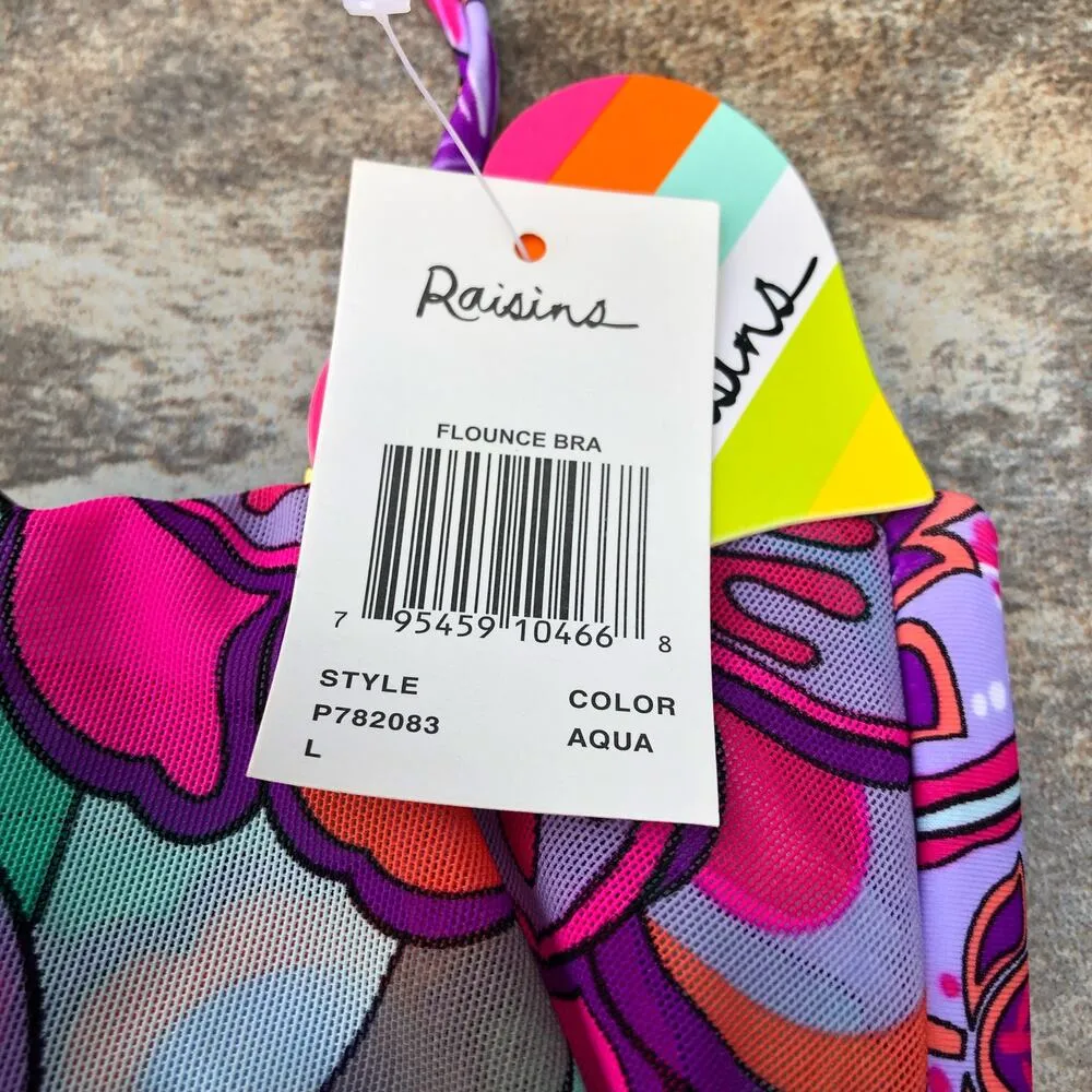 Raisins Swimwear Flounce Bra Top in Aqua - Image 4