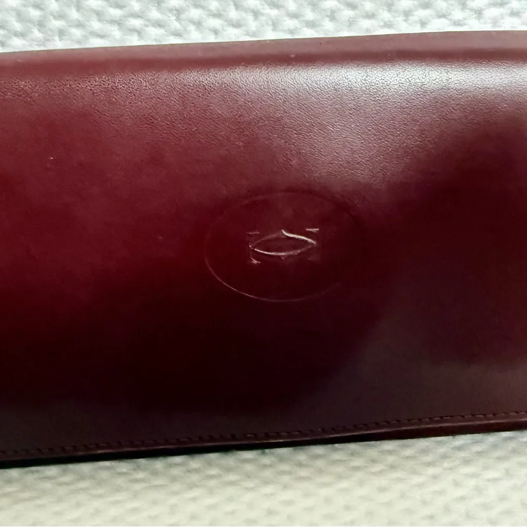 Cartier Burgundy Leather Long Wallet Gold Corner Hardware Vintage Authentic - Image 1