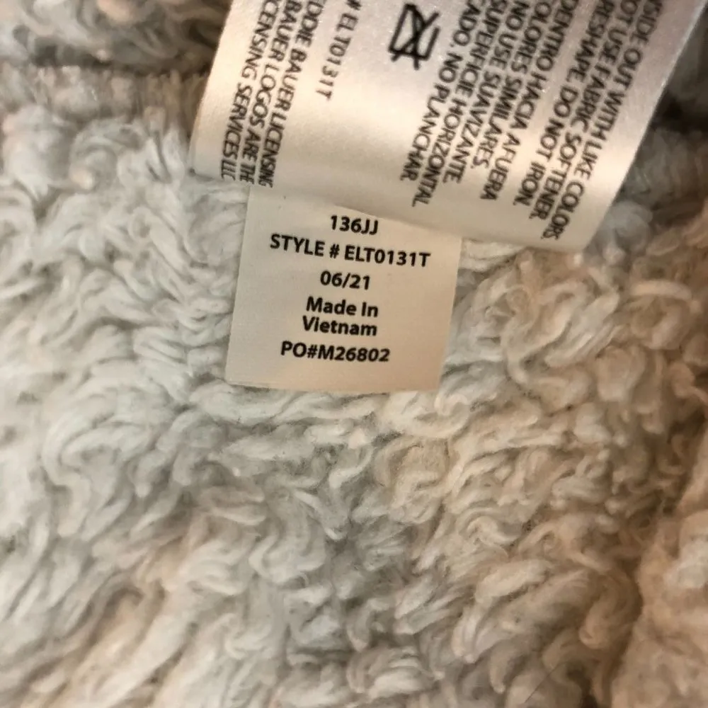 Eddie Bauer Womens Fleece Pullover 1/4 Snap Button Pockets Fuzzy Gray M - Image 5