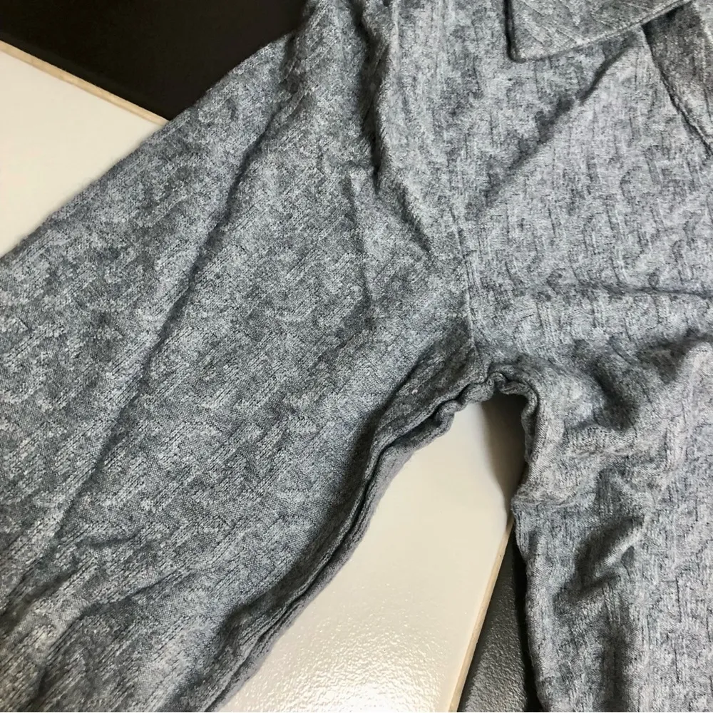 NWT Onia Geo Knit Long Sleeve Bodysuit Textured Polo Stretchy Light Heather Grey - Image 6