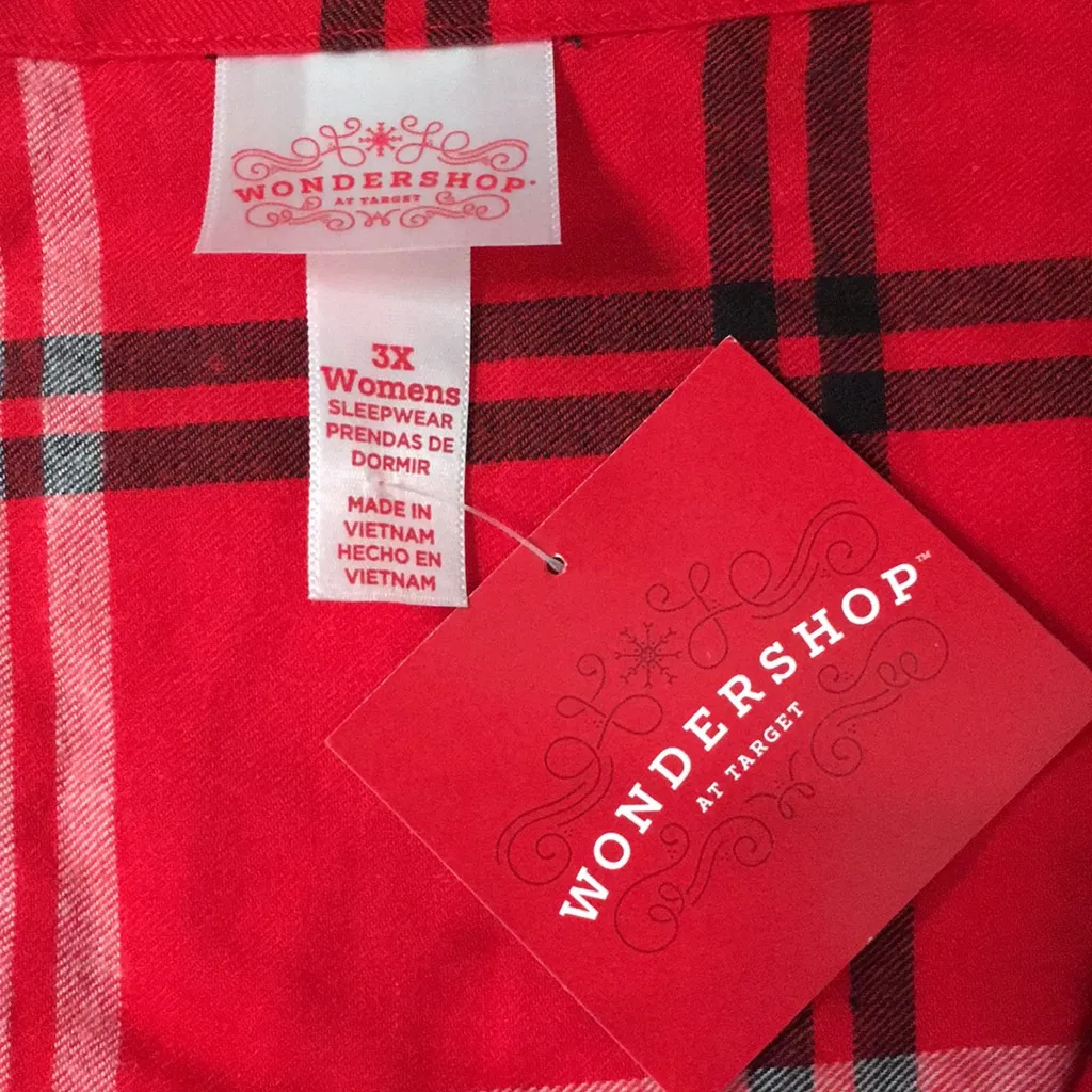 New Women’s 2Pc Wondershop Red Plaid Sleepwear Pajamas Cotton Flannel Size 3X - Image 7