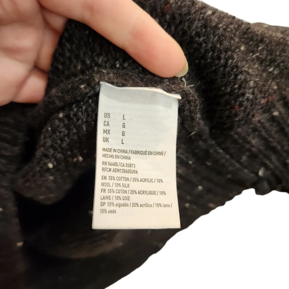 American Eagle Outfitters Hooded Pullover Knit Baja Sweater Speckled Brown Large - Image 7