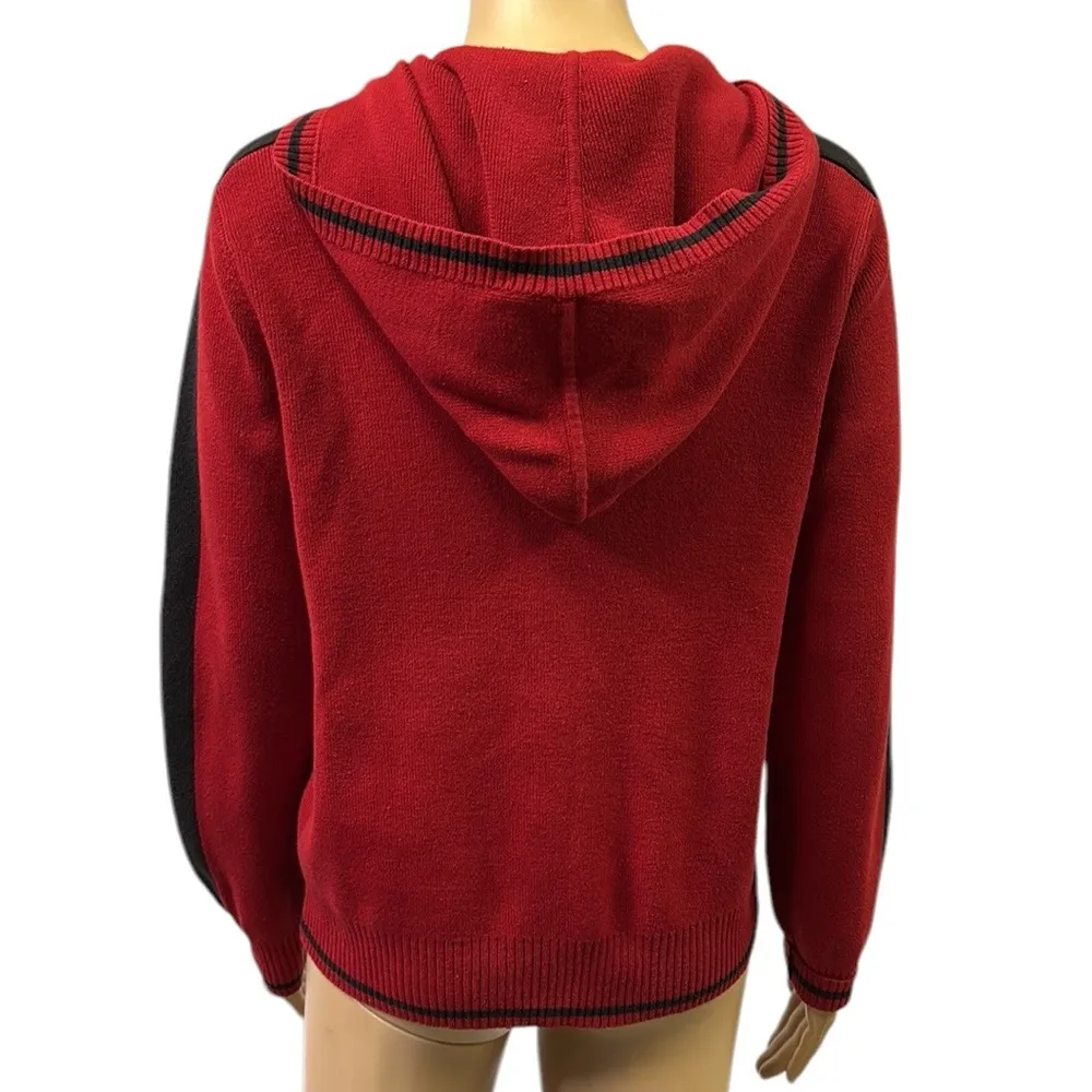 Vintage SJB Active by St Johns Bay Red Black Full Zip Cardigan Hooded Sweater M Size M - Image 3