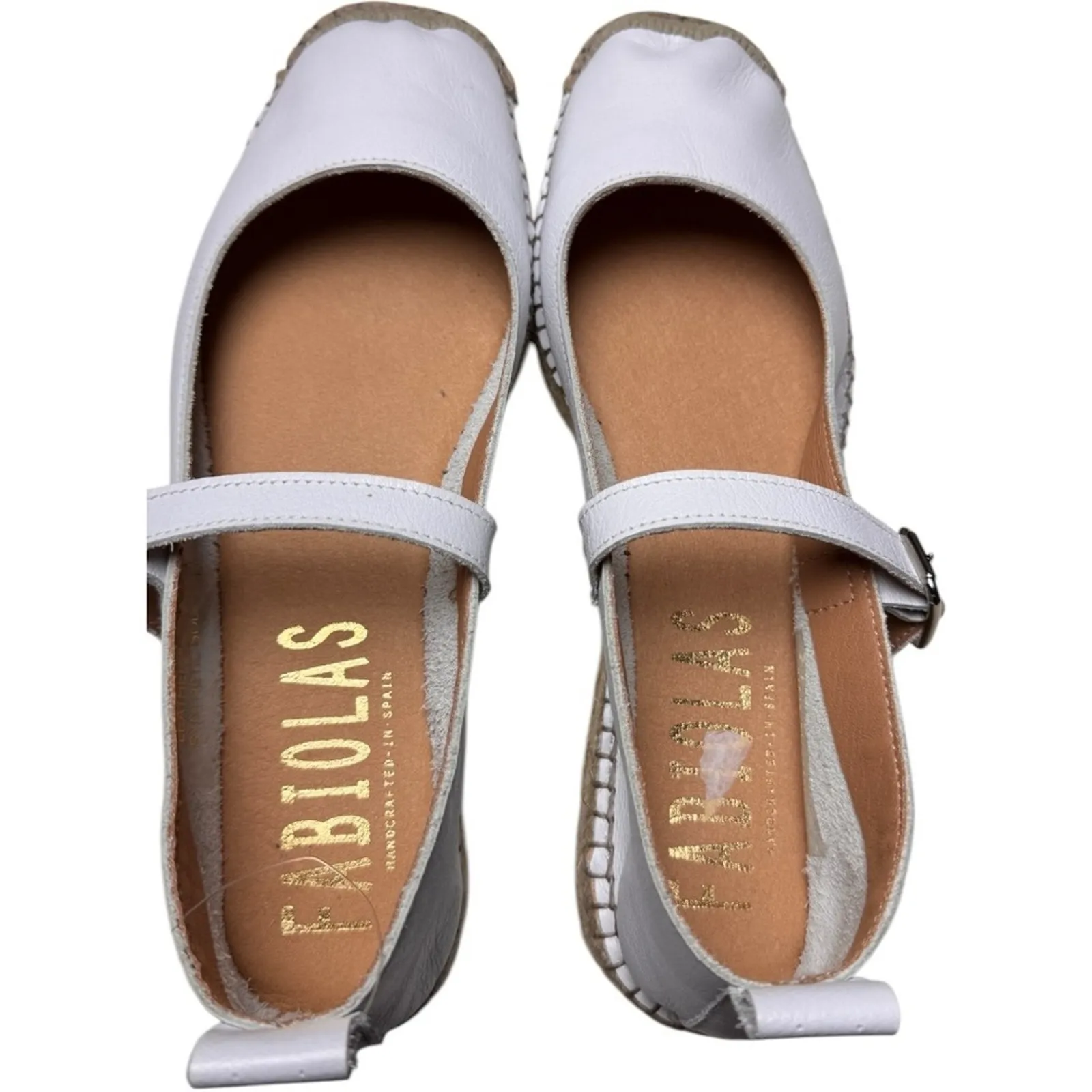 FABIOLAS Classy Buckle White MaryJane Low Heel Espadrilles EU Sz 39/8.5 - Image 2