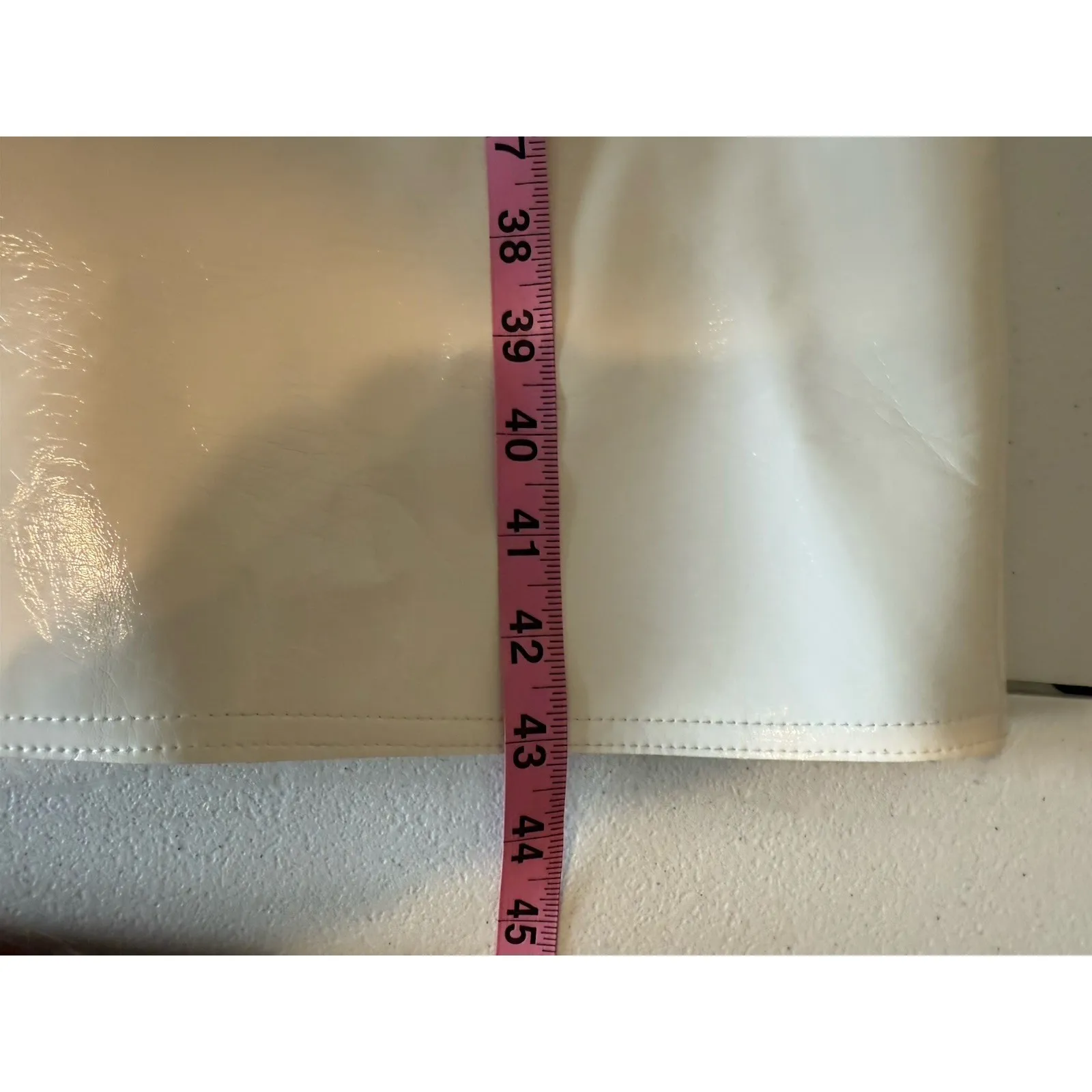 Topshop‎ Vinyl Trench Coat White Size 2 Button Up Long Sleeve Sleek Goth Punk - Image 14