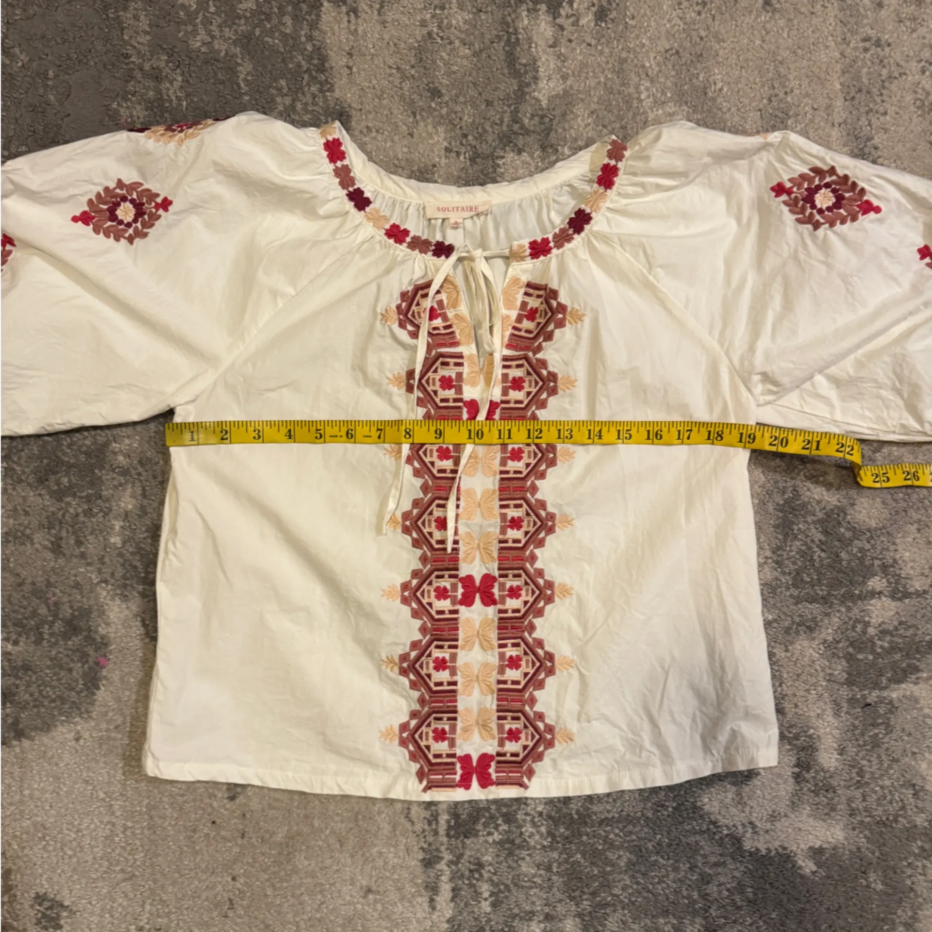 Solitaire White Blouse with Pink Embroidery - Image 5