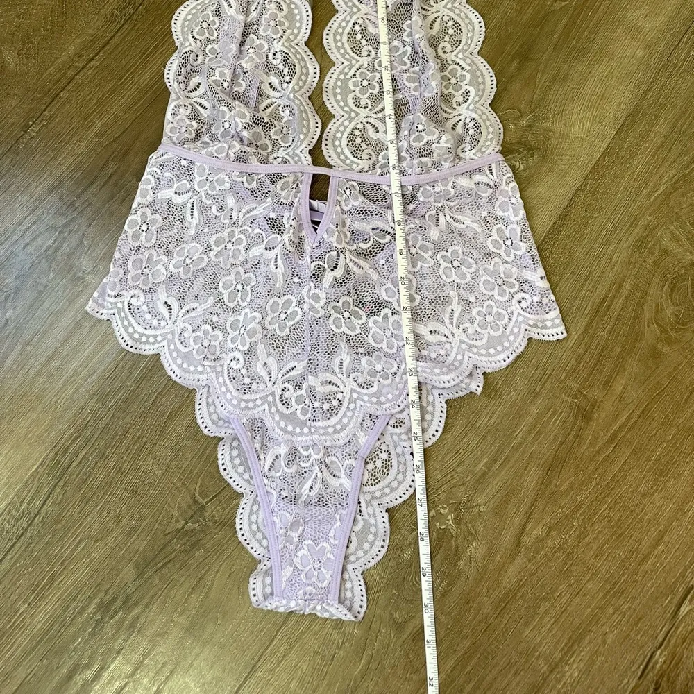 Dreamgirl Purple Lace Lingerie Bodysuit Sheer ~ Size Large - Image 12