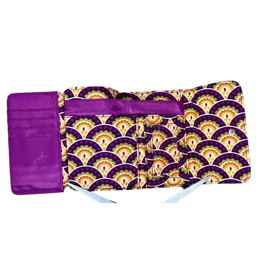 Vera Bradley‎ Plum Crazy Euro Wallet Quilted Floral Purple Cream Bohemian - Image 5