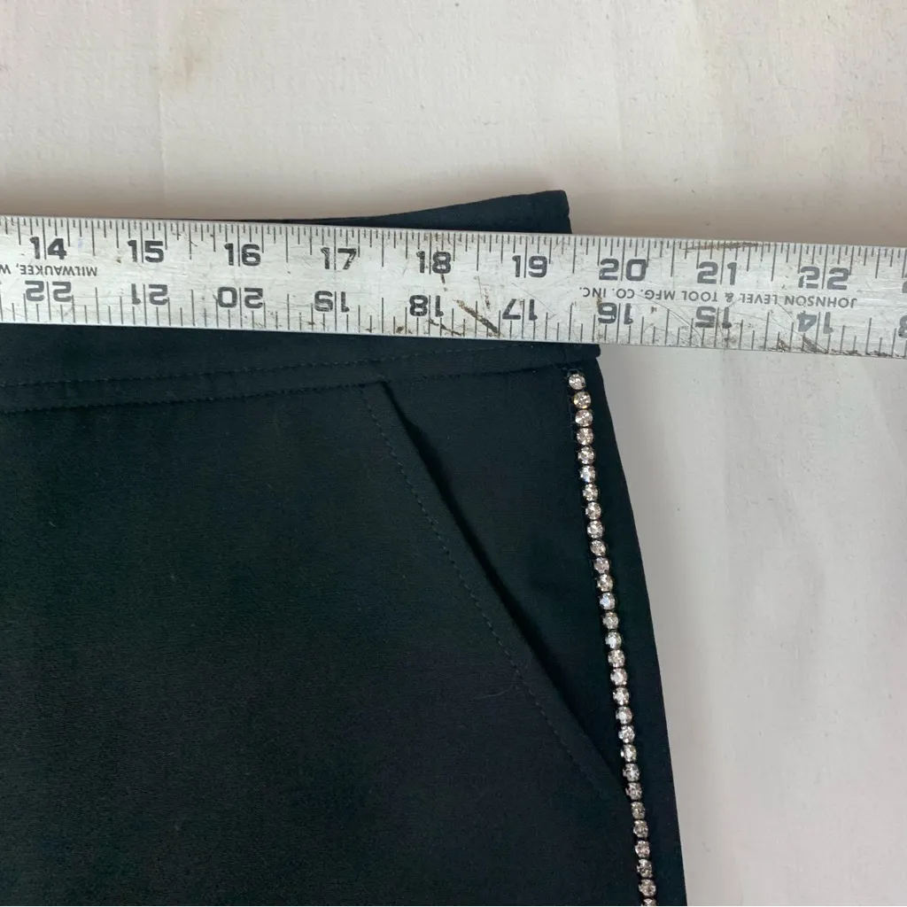 Trina Turk size 14 Black cropped gem lined trouser pants rhinestones new - Image 10