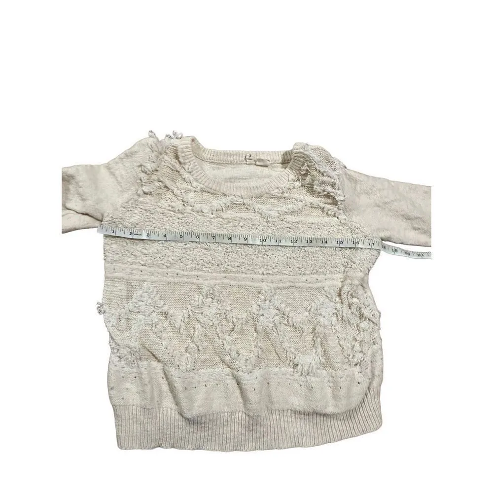 Moth Anthropologie Sweater cropped chunky knit cotton wool ivory sz M White Size M - Image 6