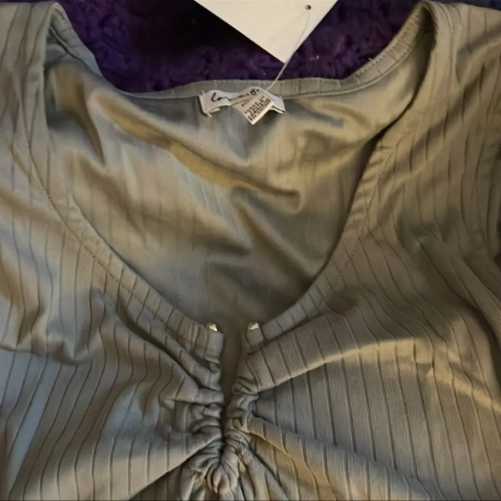 Love, Fire Gray Ribbed Sleeveless Bodysuit – Size M - Image 8