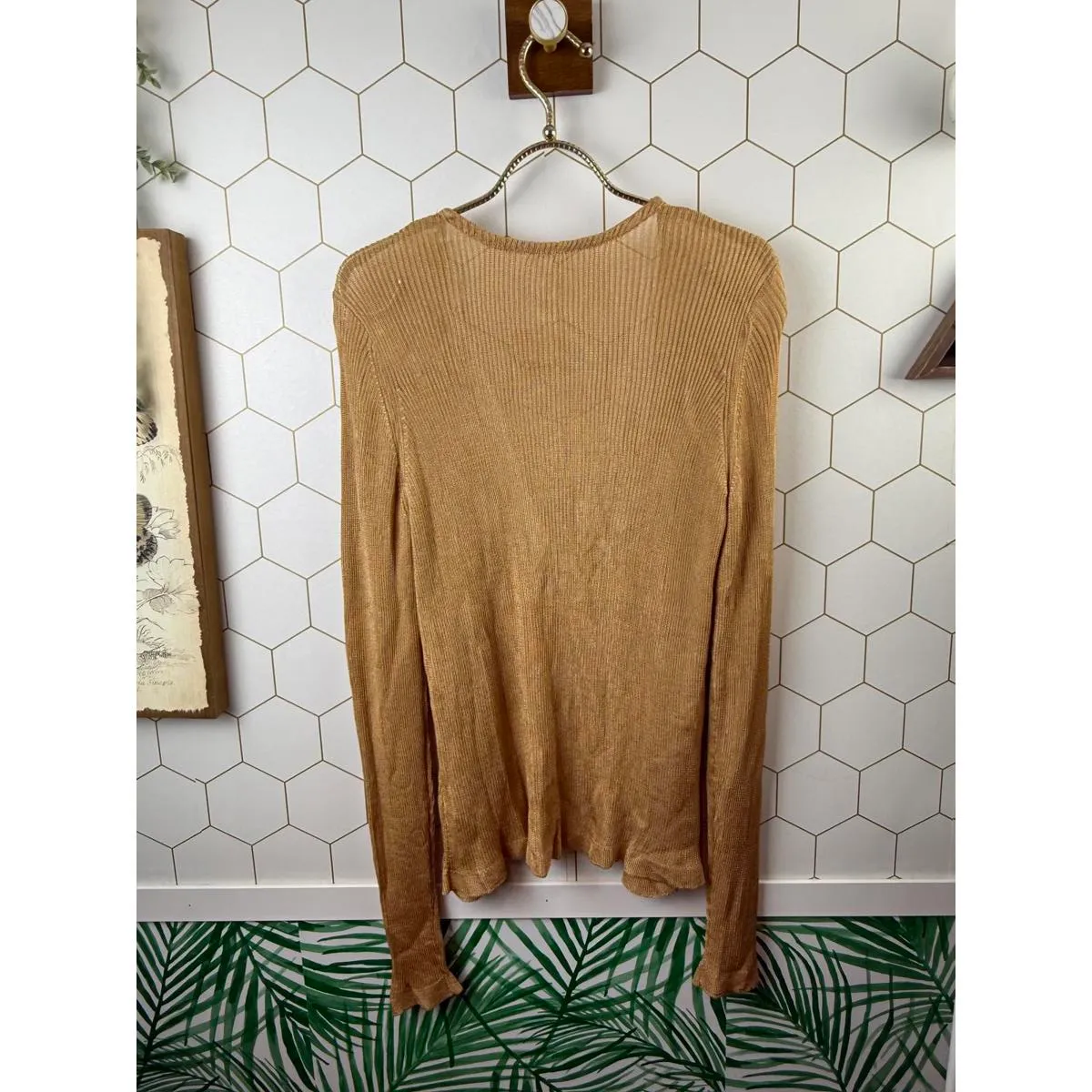 Free People Tan Marlena Velvet Sands Cardigan - Size - XL - NWT - Image 4