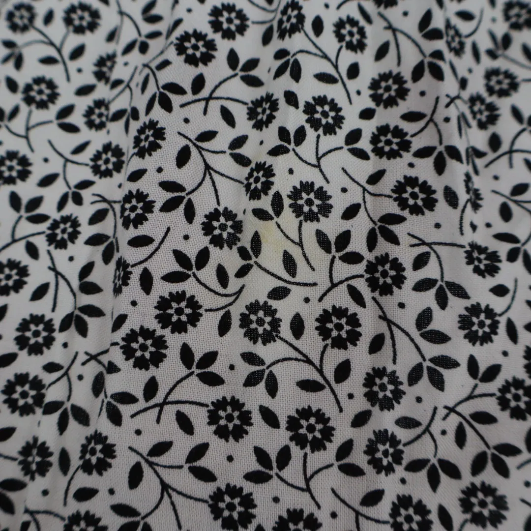 ROW A Floral Print Smocked Sundress Mini Dress Black White XL - Image 6