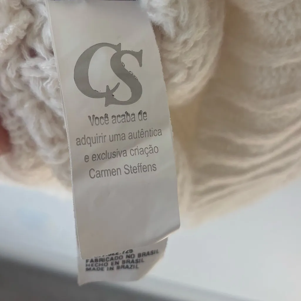 Carmen Steffens Maison White Cream Chunky Knit Sweater Dress Turtle Neck NWT - Image 10