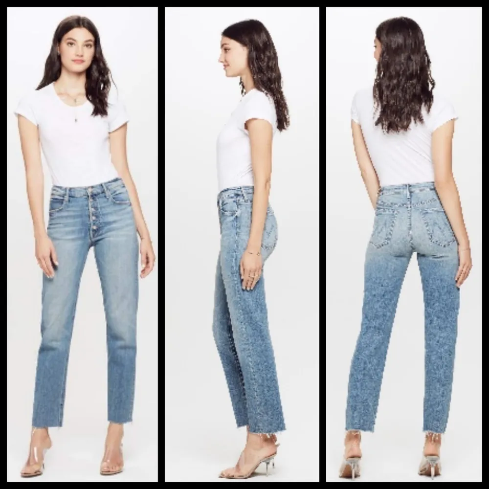 💕MOTHER💕 The Pixie Dazzler Ankle Fray Jeans Secret Sister Button Fly 31 Blue - Image 3
