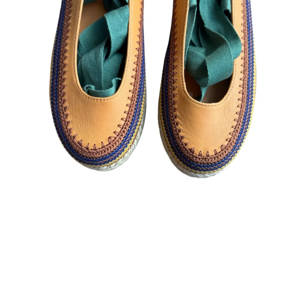 Ulla Johnson - Yelena Crochet Leather Flatform Espadrille Wrap Tie Shoes EU 36 - Image 4