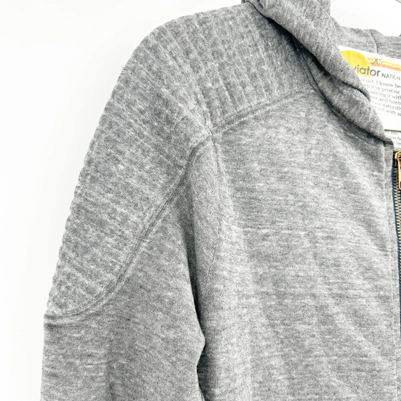 Aviator Nation Womens Lounge Gray Heathered Zip Up Hoodie Rainbow Logo XS - Image 6