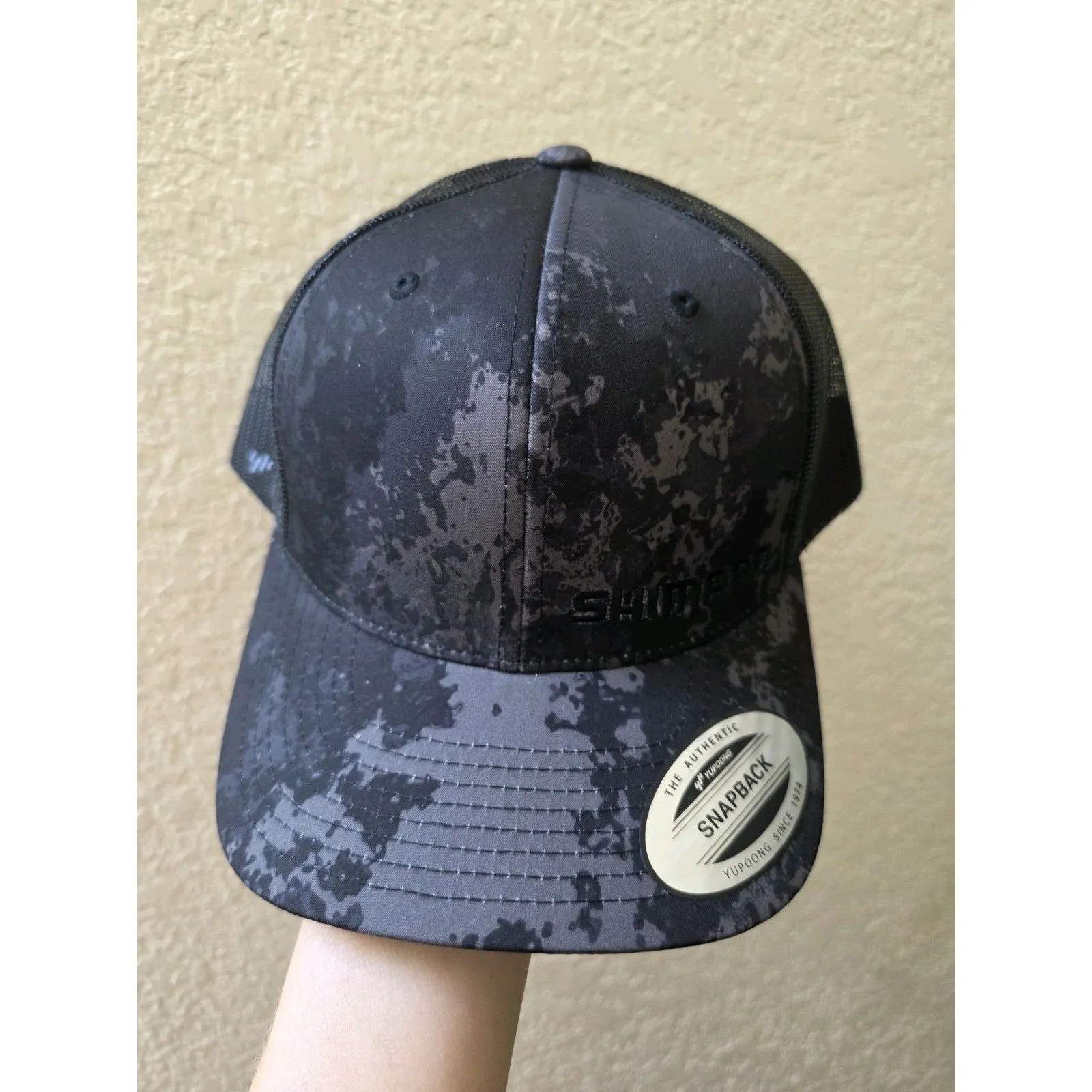 Shimano Hat Men Gray Black Snapback Mesh Trucker Cycling Fish Cap Yupoong NWOT - Image 7