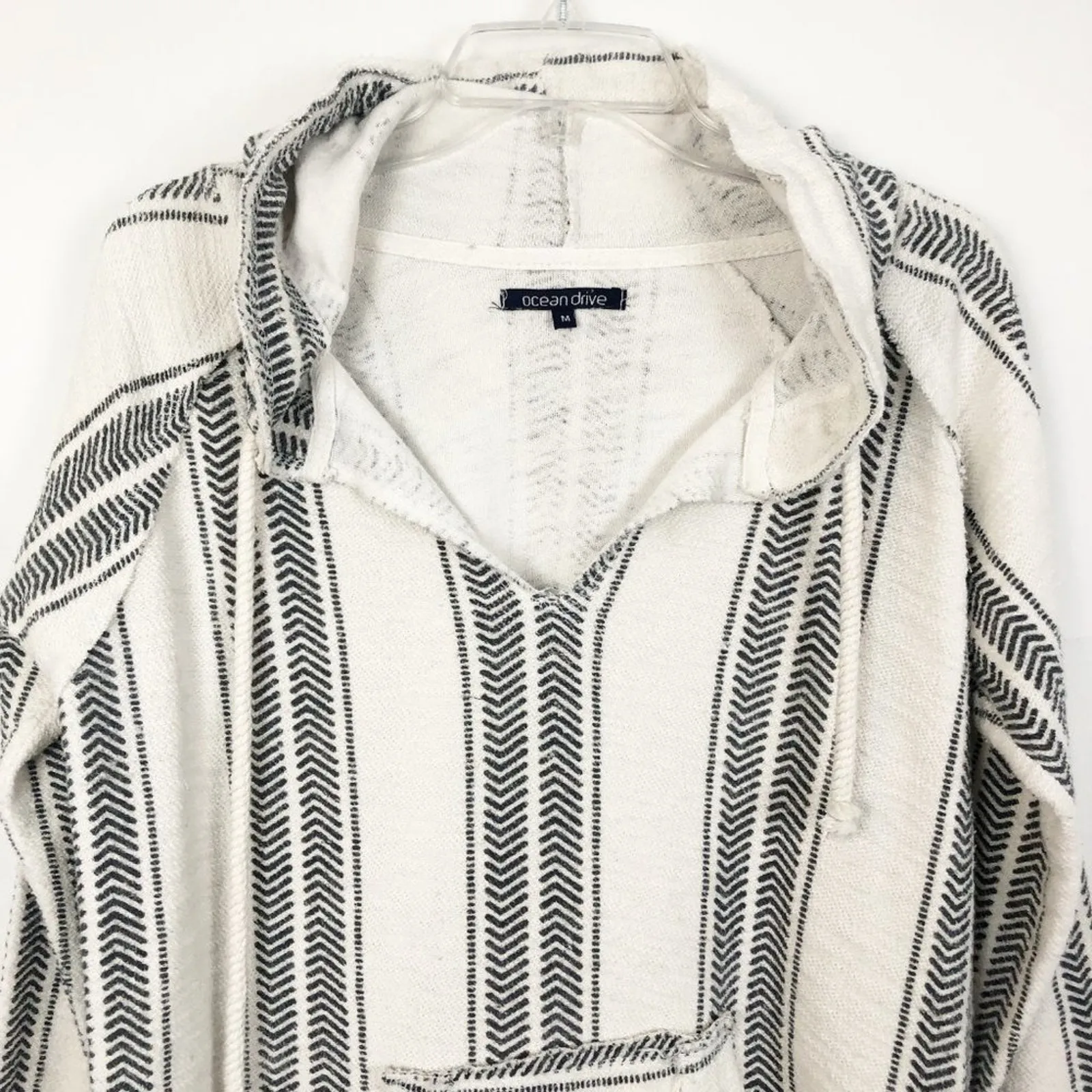 Ocean Drive Women's Pullover Striped Boho Hoodie Size Medium - Image 3