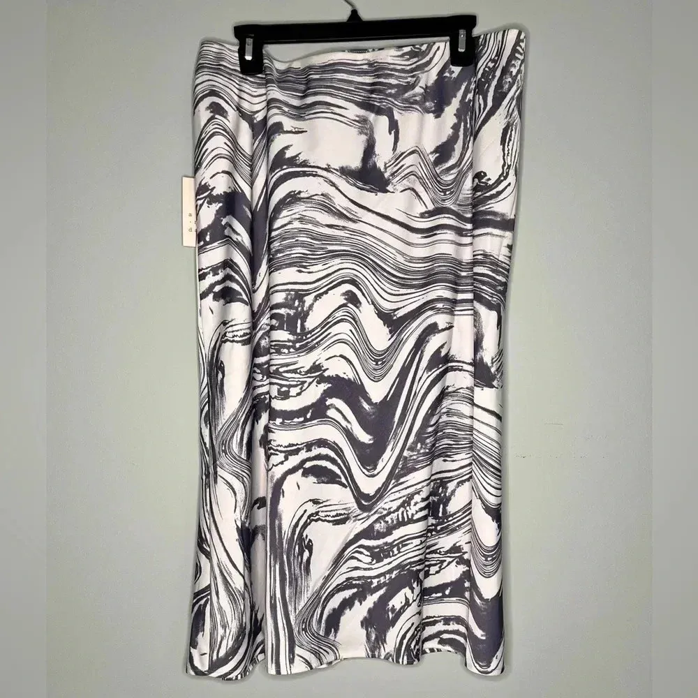 A New Day Ruched Satin High Rise Midi Slip Skirt Women's size L - Image 2