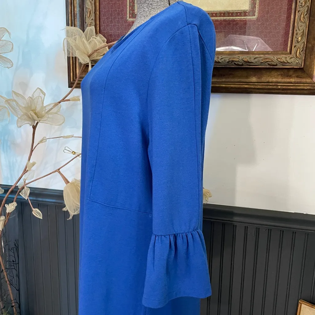 Duffield Lane Women’s Signature Cobalt Blue Ruffle Sleeve Shift Dress - Image 4