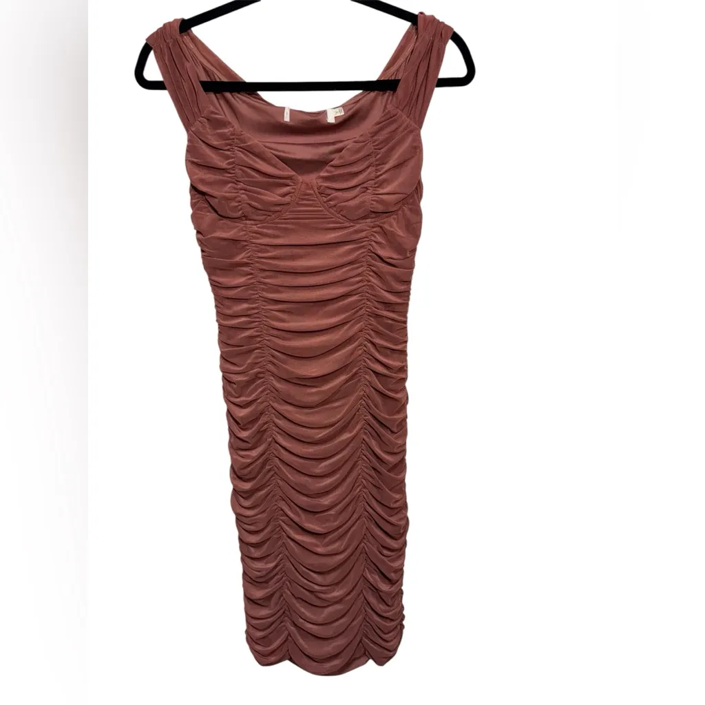 NWT ASTR THE LABEL Revolve Dusty Pink Bradburry Ruched Bodycon Mini Dress S - Image 4