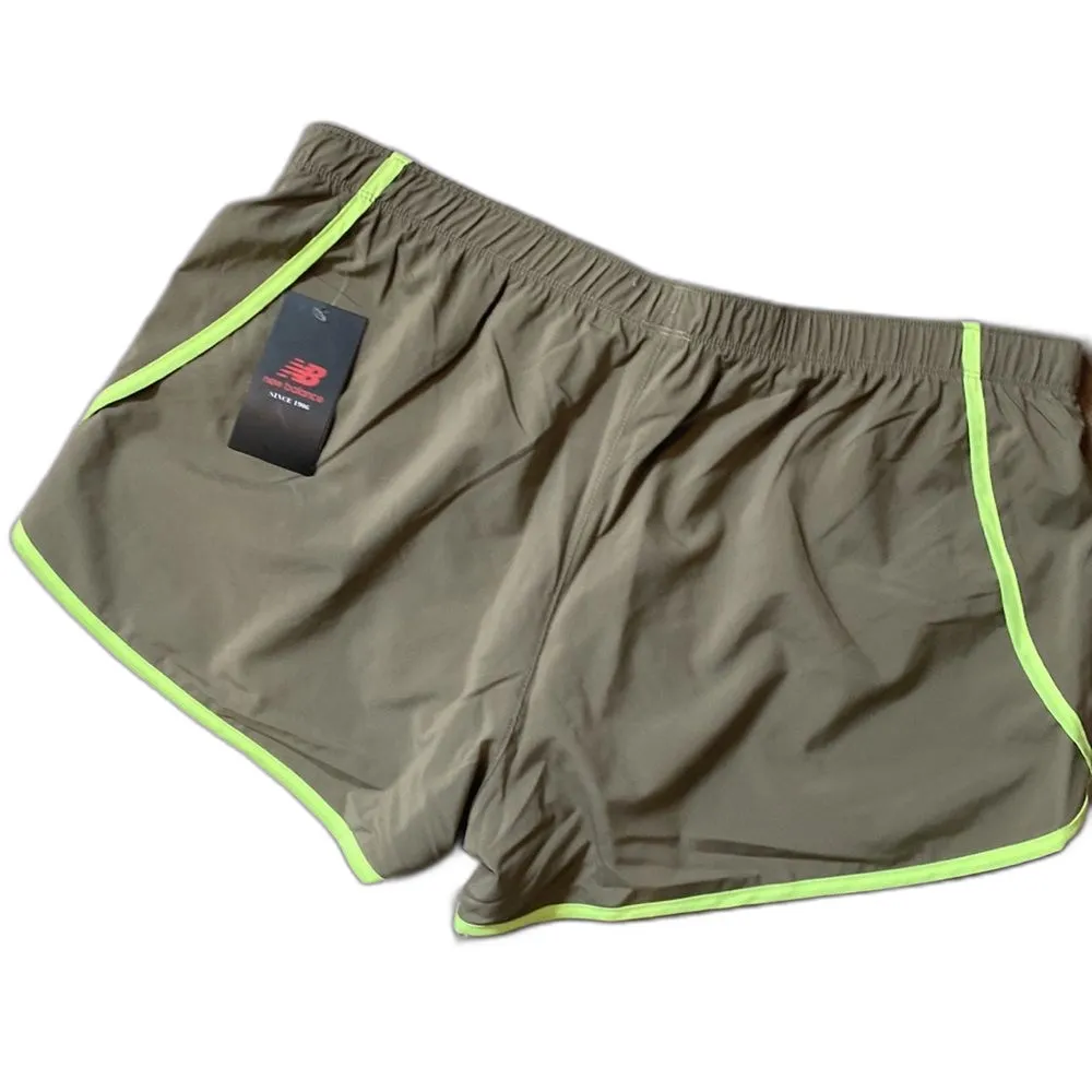NWT New Balance Running Shorts Olive Green Neon Trim Women's XL Activewear Retro - Image 6