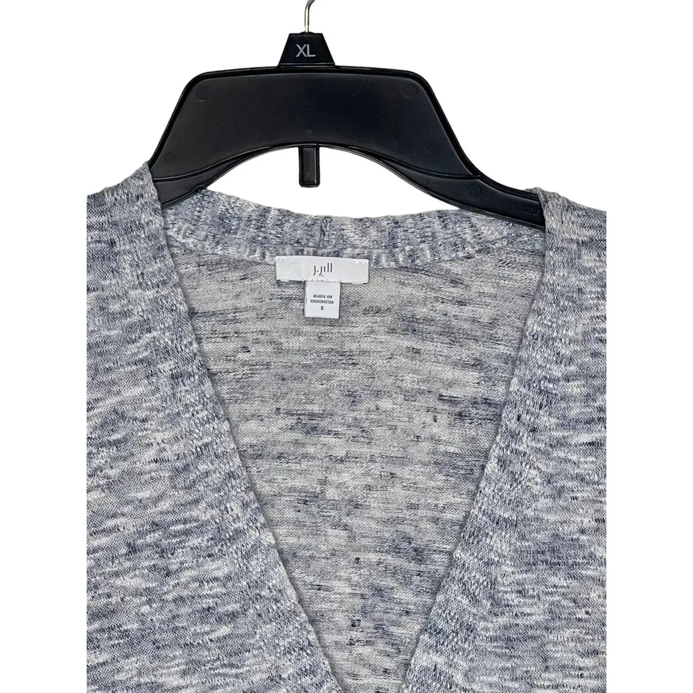 J Jill Women Cardigan Sweater V-Neck Front Button Long Sleeve Pockets Gray Small - Image 5
