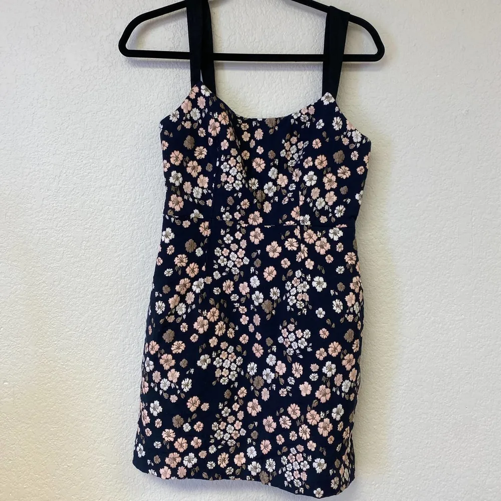 Anthropologie Maeve Jacquard Mini Dress Black Floral Summer Date Size 2 - Image 4