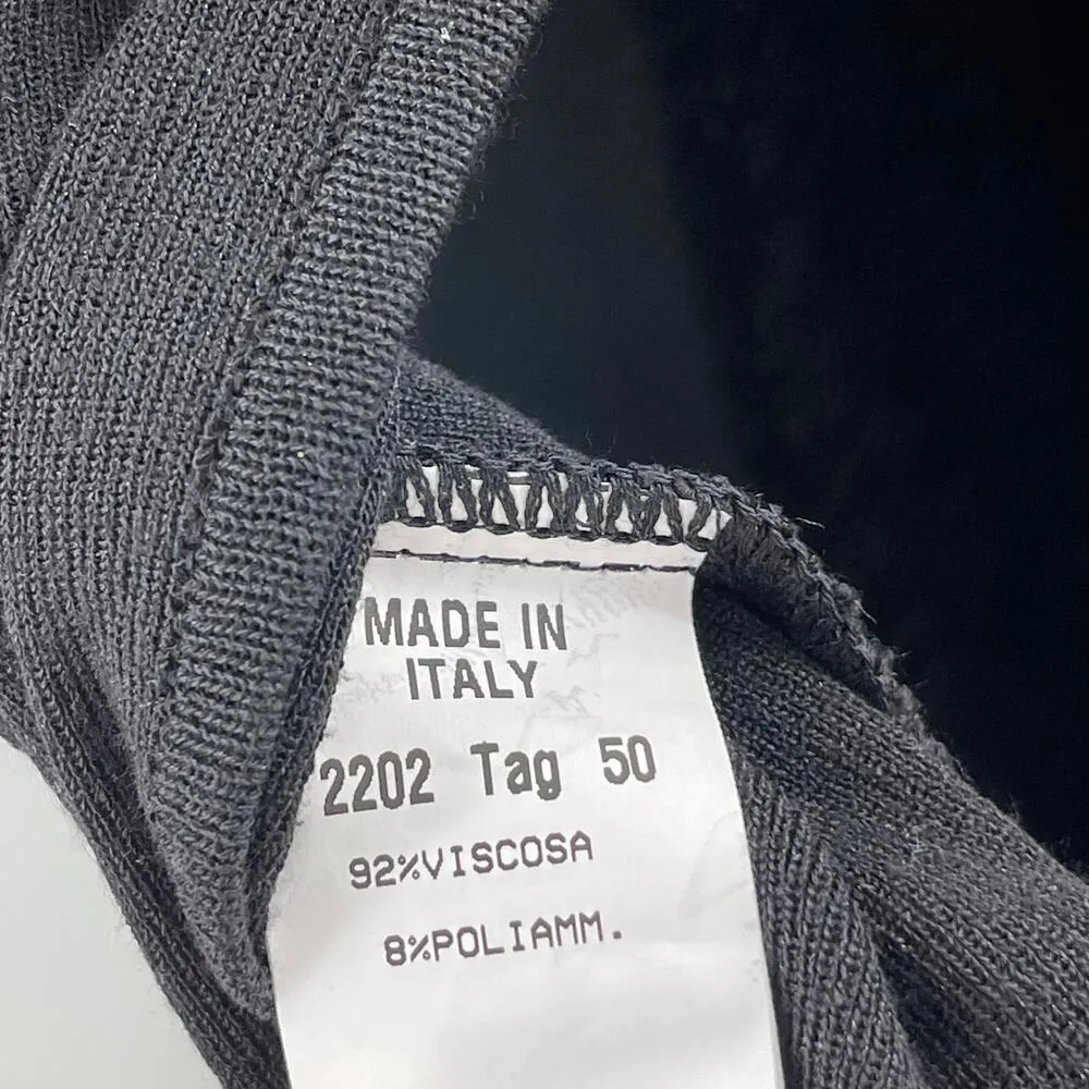 STIZZOLI Cardigan Size 50 (XXL) Sweater Black Made in Italy Asymmetrical Ruffle - Image 11