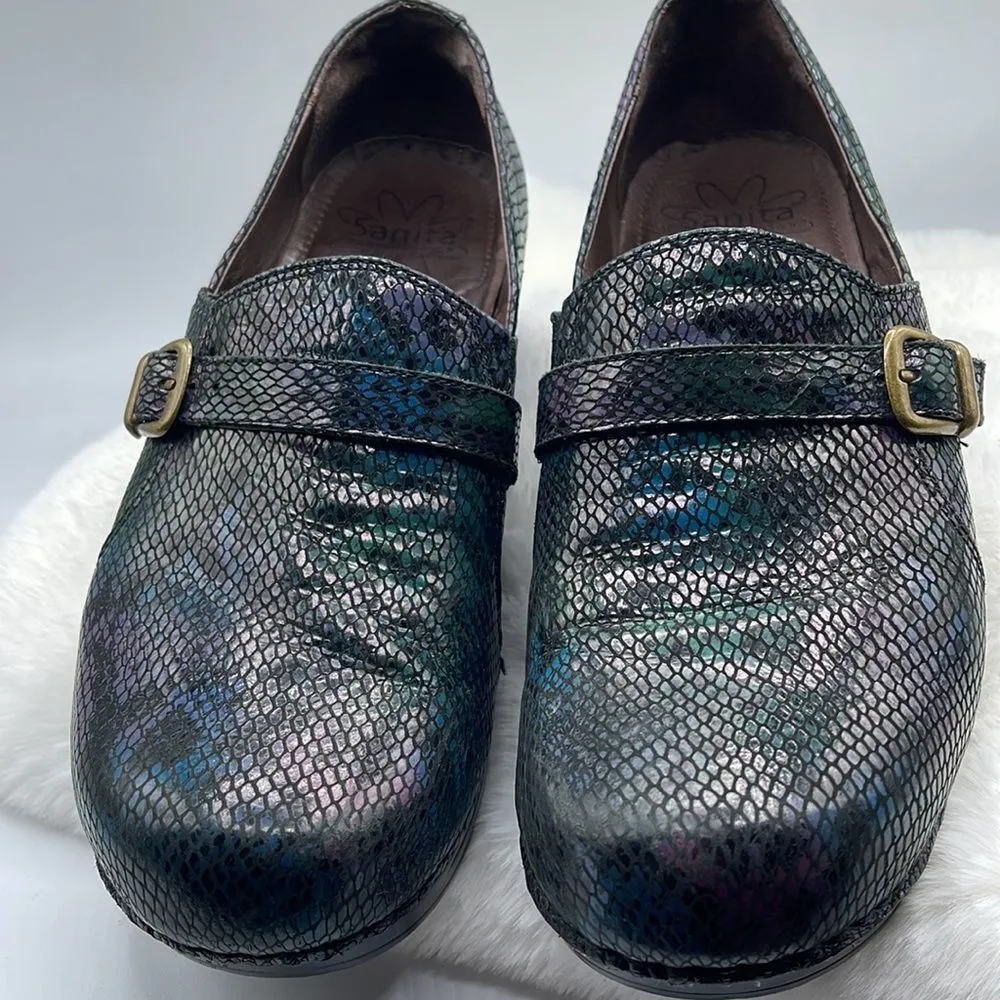 Sanita clogs faux snakeskin size 9 clogs Blue - Image 3