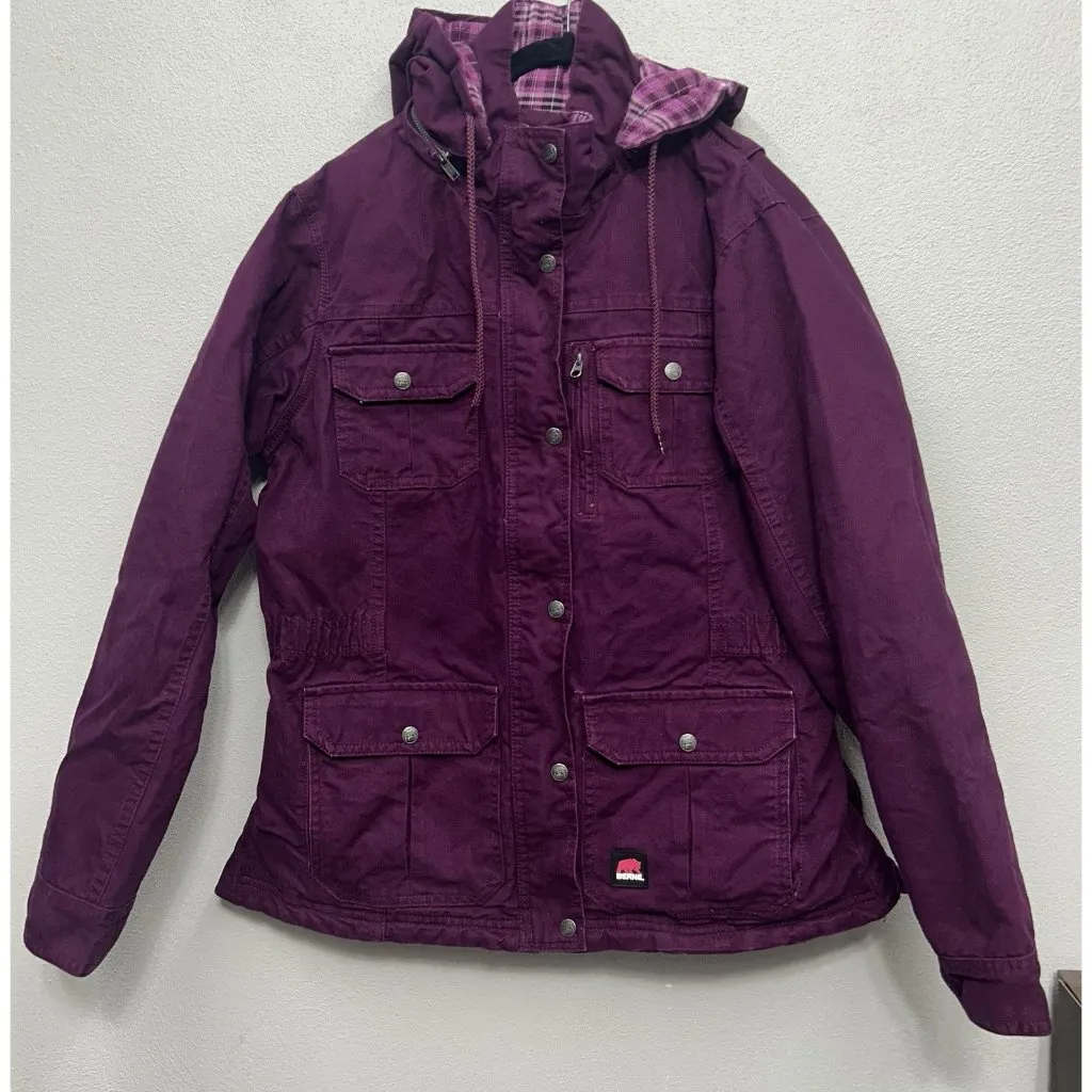BERNE Softstone Duck Barn Coat Jacket Women's Size XL Flannel Lined Canvas Chore Purple - Image 2