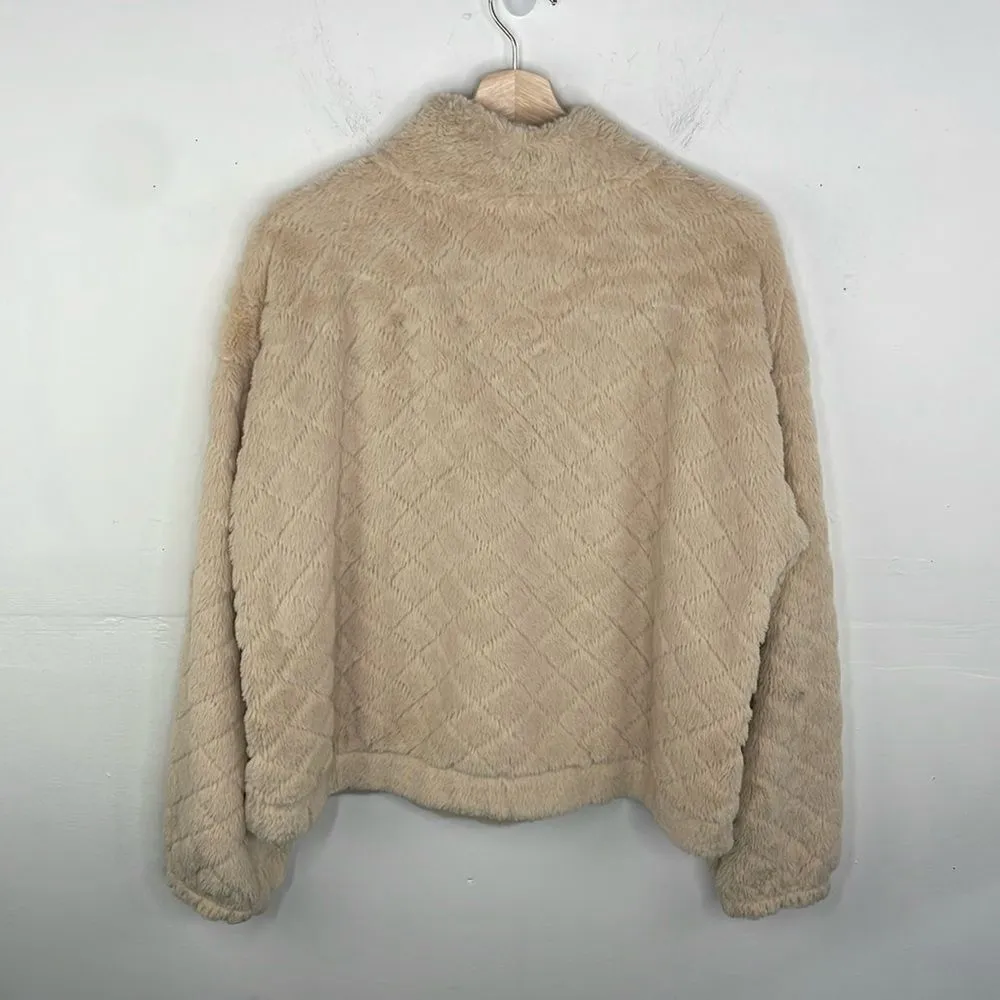 No Boundaries Faux Fur Pullover Sweatshirt Long Sleeve 1/2 zipper XXL - Image 9