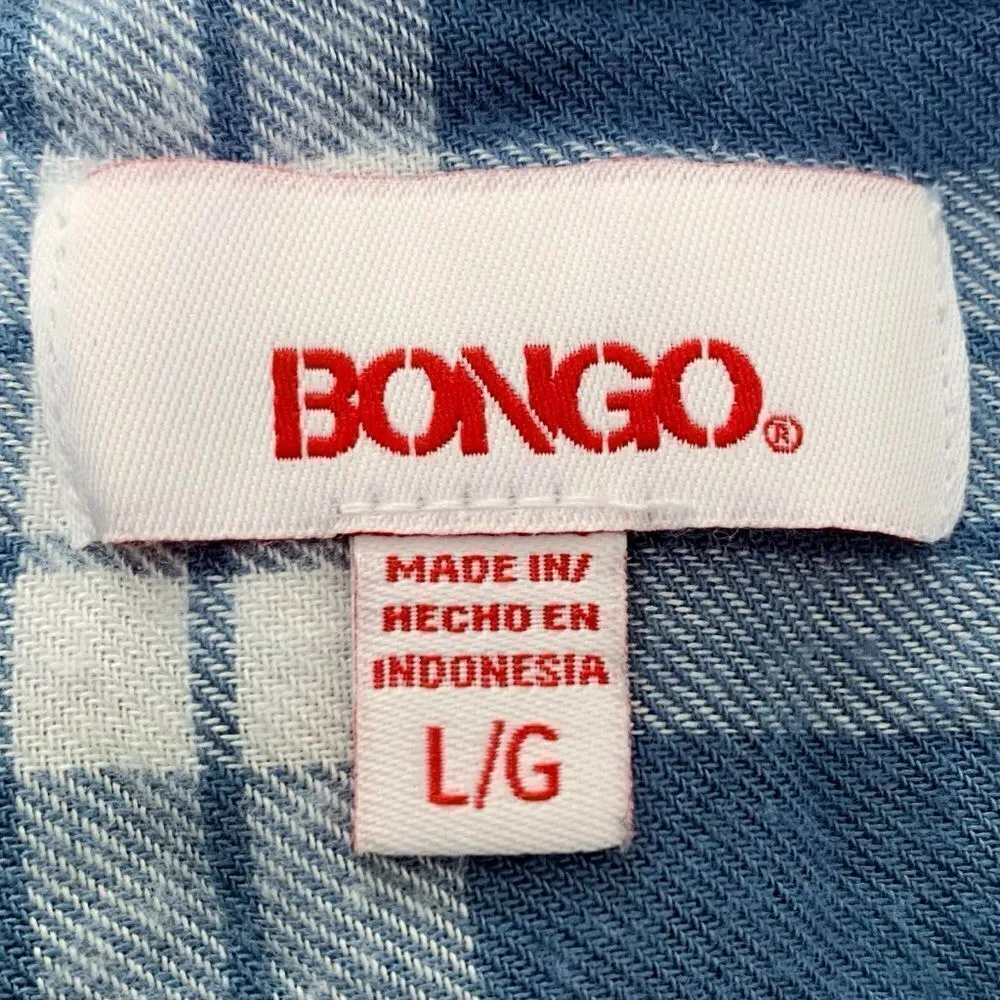 Bongo Women’s Size Large Blue Plaid Button Down Shirt - Image 8