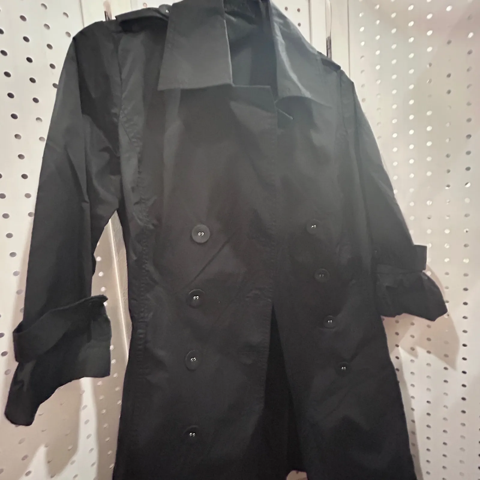 Apostrophe Black Double Breasted Trench Coat M M Lightweight Classic - Image 4