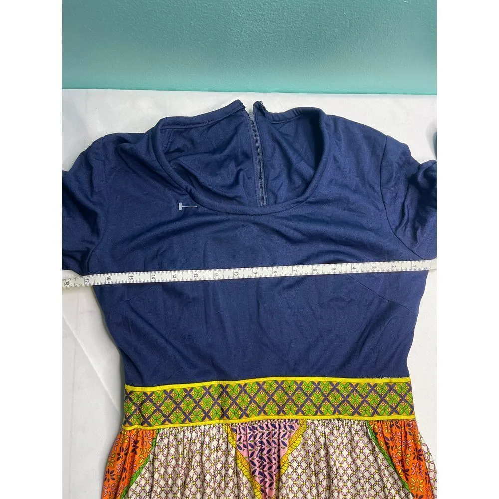 Vibrant Patterned colorful dress‎ Blue Size 4 - Image 6