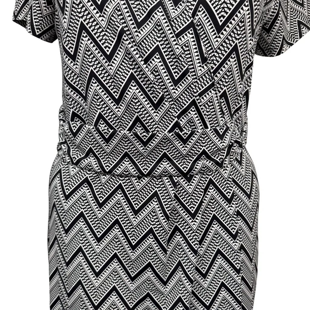 Talbots NWT Black White Chevron Print Wrap Dress XL Nylon Spandex - Image 3