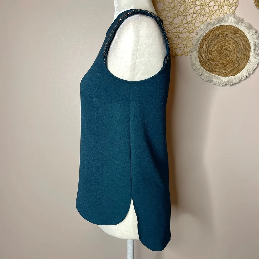 Atmosphere Teal Embellished Shoulder Cap Sleeve Blouse - 2 - Image 4